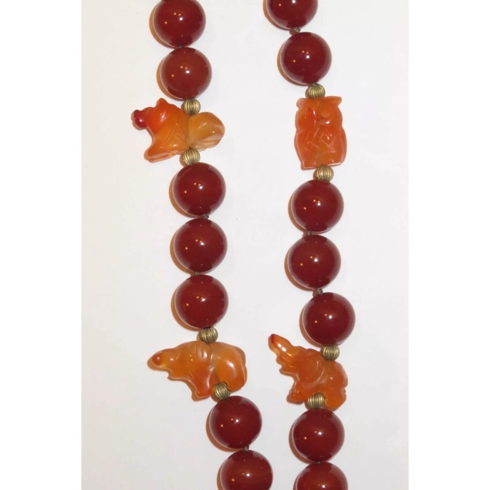 Vintage Carnelian Bead Necklace with Fetishes - Picture 9 of 9